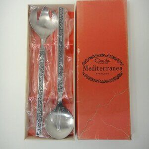 Oneida Custom Mediterranea Stainless Salad Serving Set Spoon Fork  MCM Box